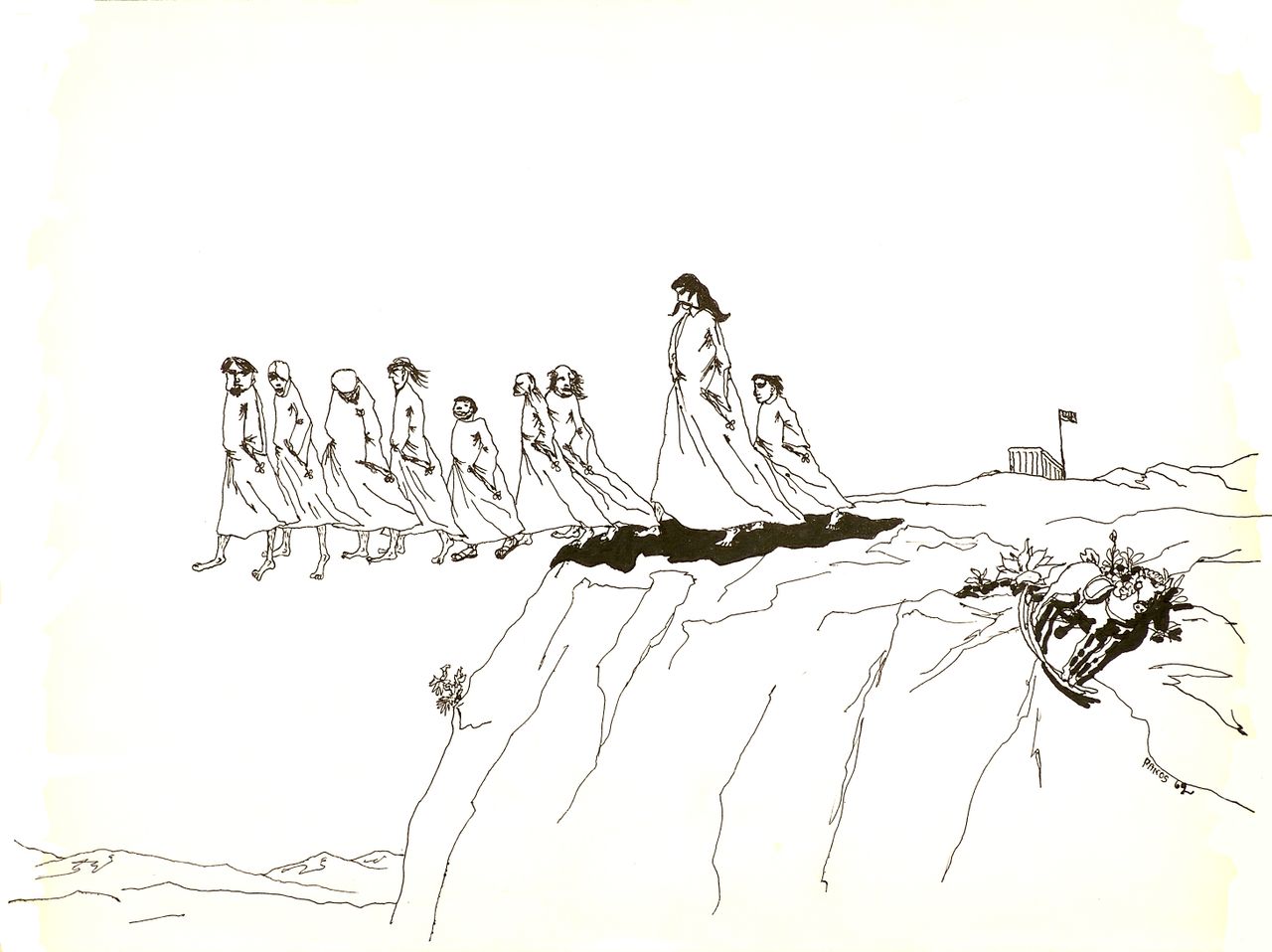  Panos Koutrouboussis, Afternoon walk, 1962, ink on paper, Private collection. 