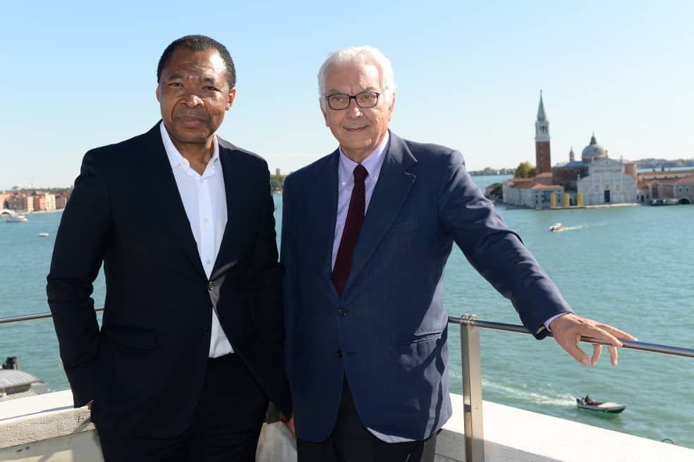 Okwui Enwezor, Curator of the 56th International Art Exhibition Paolo Baratta, President of la Biennale di Venezia Photo Giorgio Zucchiatti Courtesy la Biennale di Venezia 