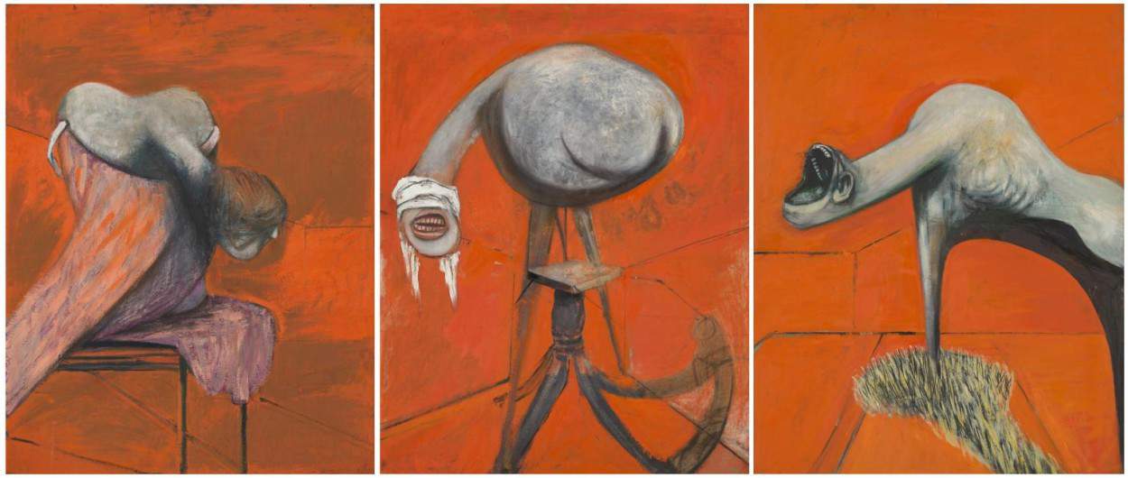 Three Studies for Figures at the Base of a Crucifixion c.1944 Francis Bacon 1909-1992 Presented by Eric Hall 1953 http://www.tate.org.uk/art/work/N06171